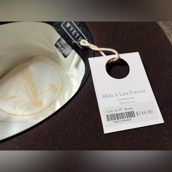 Wyeth Liam 100% wool felt flat brim hat NWT adjustable lined - Picture 10 of 16